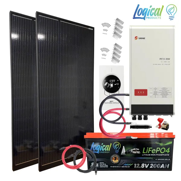 400W Solar Kit System 12V 3kw Hybrid Inverter 206ah Bluetooth LiFePO4 Battery (2.67kWh)
