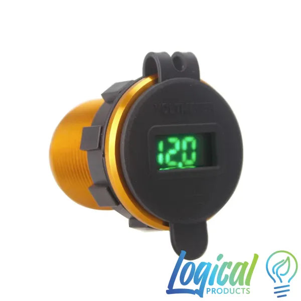 12V 24V Fast Charging Dual USB outlet Aluminum with Voltmeter